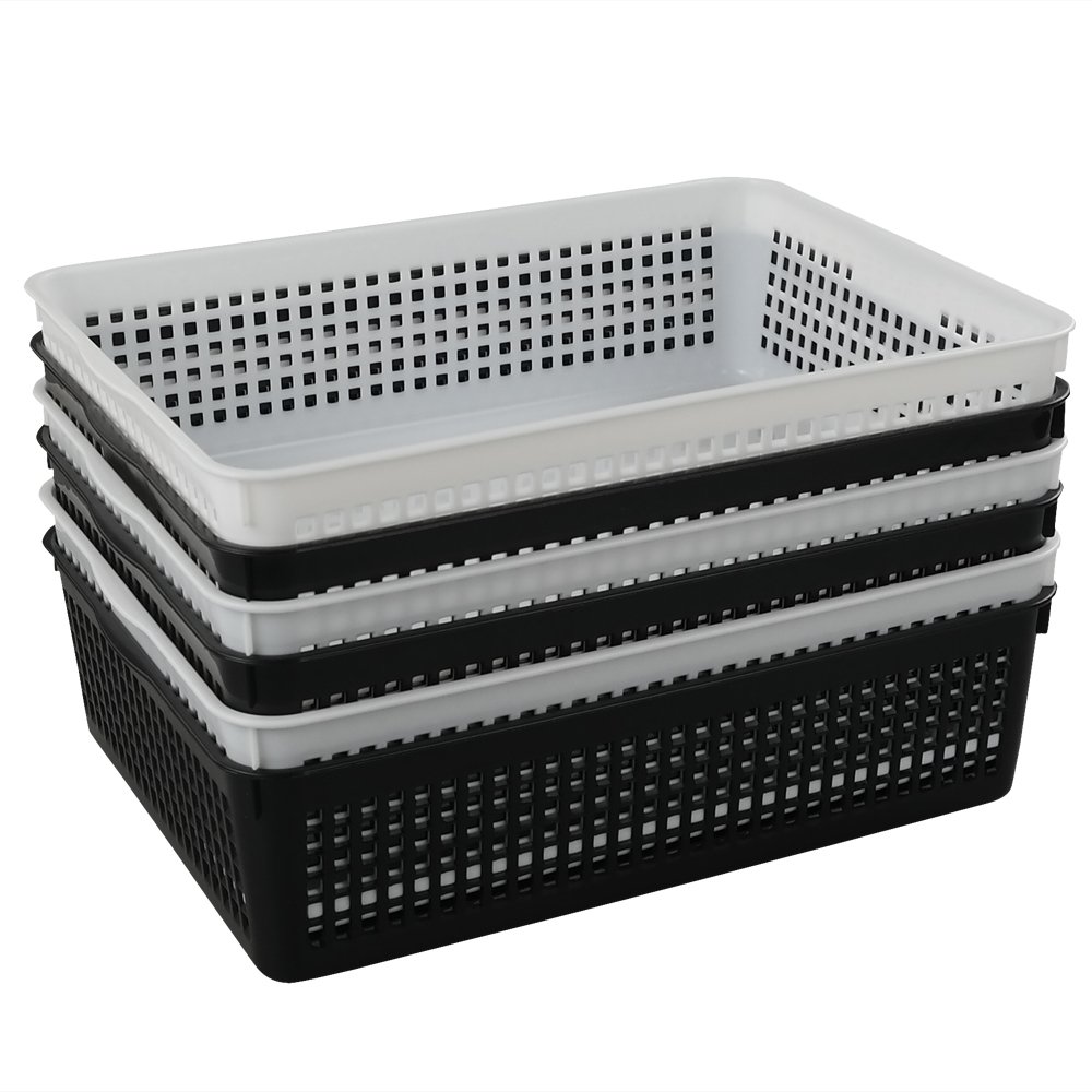 Teyyvn Rectangular Plastic A4 Paper Storage Baskets, Organization Trays