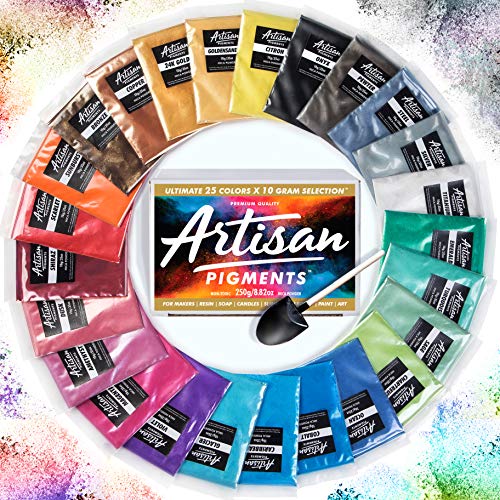 Mica Powder Ultimate 25 Color Set [Huge 250g/8.82oz] Perfect for Epoxy Resin Color Pigment, 25 Essential Pigment Powder Colors, Soap Making, Bath Bomb Colorant, Slime Supplies, BIG 10g/.353oz Portions