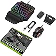 Half Hand Gaming Keyboard and Mouse Combo, 4 in 1 Mobile Game Combo Pack, Mobile Gamepad Controller, One Handed Gaming Keyboard, Mouse Converter, Adjustable Phone Stand