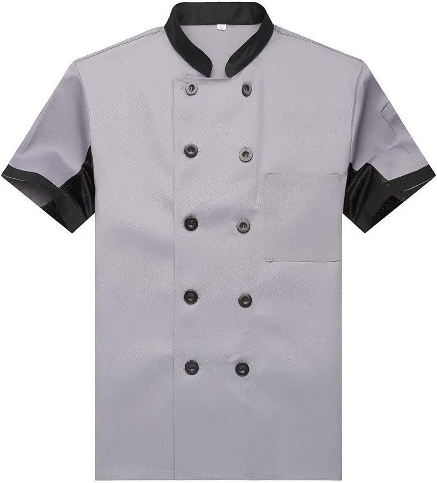WAIWAIZUI Chef Jackets Waiter Coat Short Sleeves Underarm Mesh Many Colors