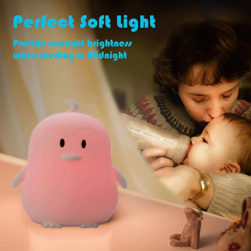 Penguin Night Light for Kids, Cute Baby Nightlights,Rechargeable Nursery Lamp with Touch Sensor and Remote Control,Color Changing Light for Infant or Toddler,Birthday Gift for Baby Girls/Boys