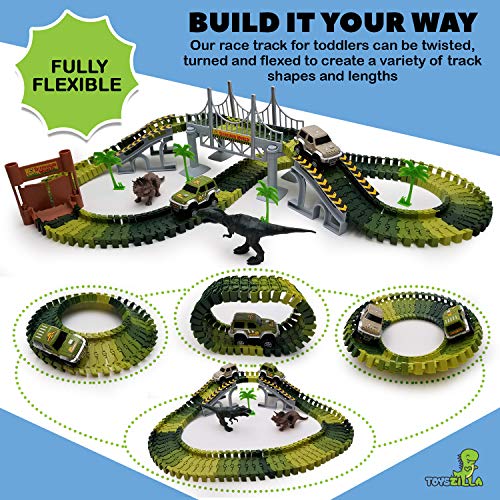 image for ToysZilla Dinosaur World Race Car Track Playset - Fully Loaded Car Tra
