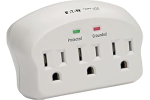 Eaton Tripp Lite SK3-0 Multi-Plug Wall Outlet Extender Surge Protector, 3 Outlets, 660 Joule Rating, Diagnostic LEDs, Portable Travel Wall Plug, Lifetime Manufacturer's Warranty & $5,000 Insurance