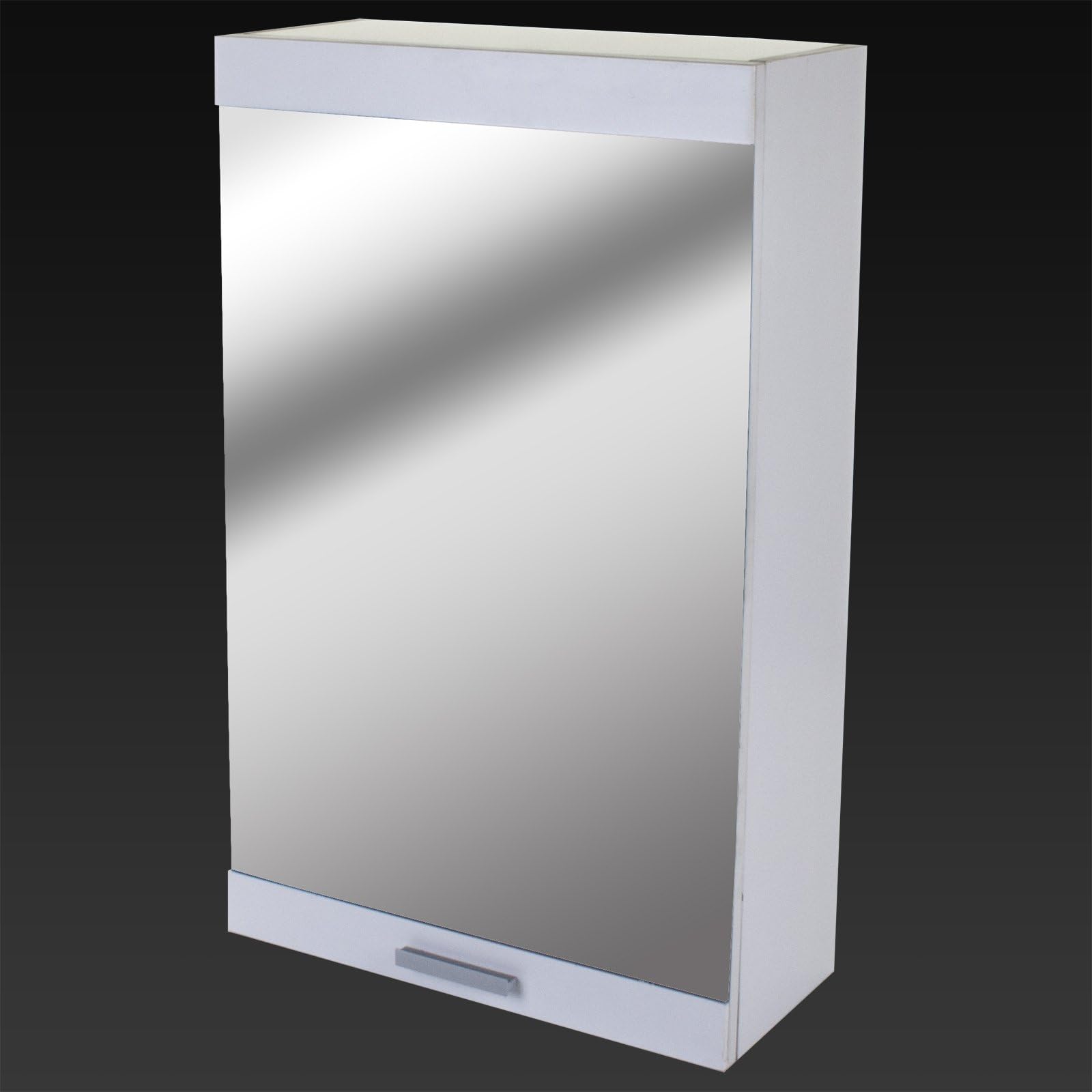 Marko Bathroom Wall Cabinet Single Mirror Door Matt White Wood Storage Cupboard