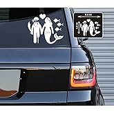 Printbeat Pirate Mermaid Fish Family Vinyl Decals Stickers for Cars, Vans, Trucks, and laptops (White 4.5x5.5)