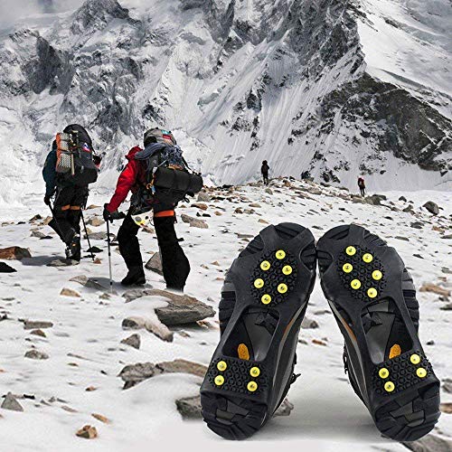 AGPTEK Non-slip Over Shoe, Climbing Snow Ice Cleats Grips Anti-Slip Studded Ice Traction Shoe Covers Spike Crampons Cleats Size S/M/L/XL (Extra Large)
