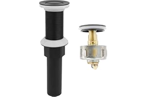Rackickyer Bathroom Sink Drain,Drain Stopper Bathroom Sink Without Overflow,Small Cap Pop Up Drain Assembly with Detachable Strainer Basket,Built-in Anti-Clogging, Stainless Steel Nut Matte Black