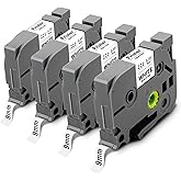 TZ Tape 9mm 0.35 Laminated White TZe-221 Compatible with Brother P Touch Label Tape 3/8 Inch TZe221 Work with Ptouch PT D210 D220 D200 H110 D400 Label Maker Refills, 4-Pack