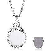 2.5X Magnifier Pendant Retro Magnifying Glass Necklace for Women Monocle for Eye Portable Pocket Magnifier Jewerly Long Chain Magnifying Monocle Lens for Reading Books Magazine Newspaper