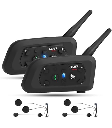 EJEAS V6 Pro Motorcycle Helmet Bluetooth Intercom, 2-Way 1200M Motorcycle Bluetooth Headset Universal Communication System with Noise Cancellation and Waterproof for Dirt Bike/ATV/Snowmobile (2PCS) : Electronics
