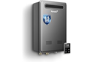 2025 GEN II Ranein Propane Gas Tankless Water Heater Max 8.5 GPM, 190,000 BTU Outdoor On Demand Instant Hot Water Heater with LED Temperature Control Panel
