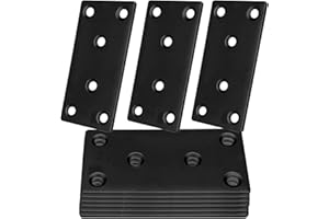 REDOVANT 20PCS Black Flat Mending Plates, 3-1/8” Stainless Steel Straight Mending Joining Plates, Heavy Duty Metal Brackets for Brace, Repair Fixing Bracket Plates for Wood Furniture Fence Bookcase