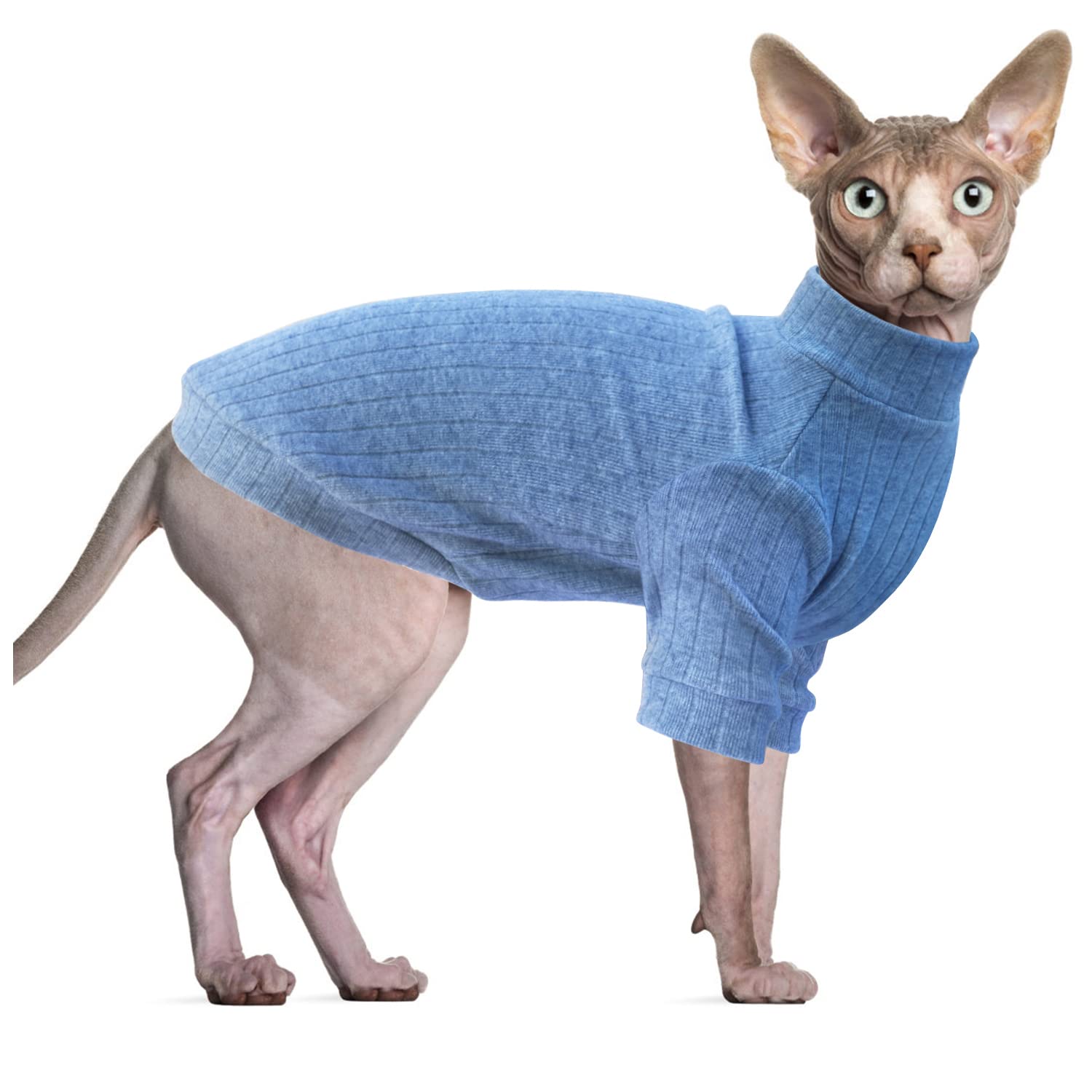 Oslueidy Sphynx Cat Clothes, Hairless Cat Vest Turtleneck Sweater, Kitten Puppy Pullover Shirt with Sleeves, Cat Pajamas Jumper for Sphynx, Cornish Rex, Devon Rex, Peterbald — image 1