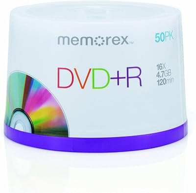 Memorex M00568 DVD+R 16x Speed Recordable Media - 50 Pack Cakebox
