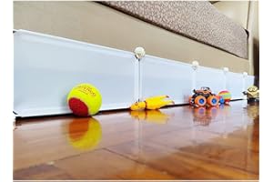 QIYIHOME Under Bed Blocker for Pets, Gap Bumper for Under Bed, Stop Things Going Under Bed or Sofa Couch, Toys Blocker for Cats Dogs, Easy to Install, Total 7" Height 90" Length, White