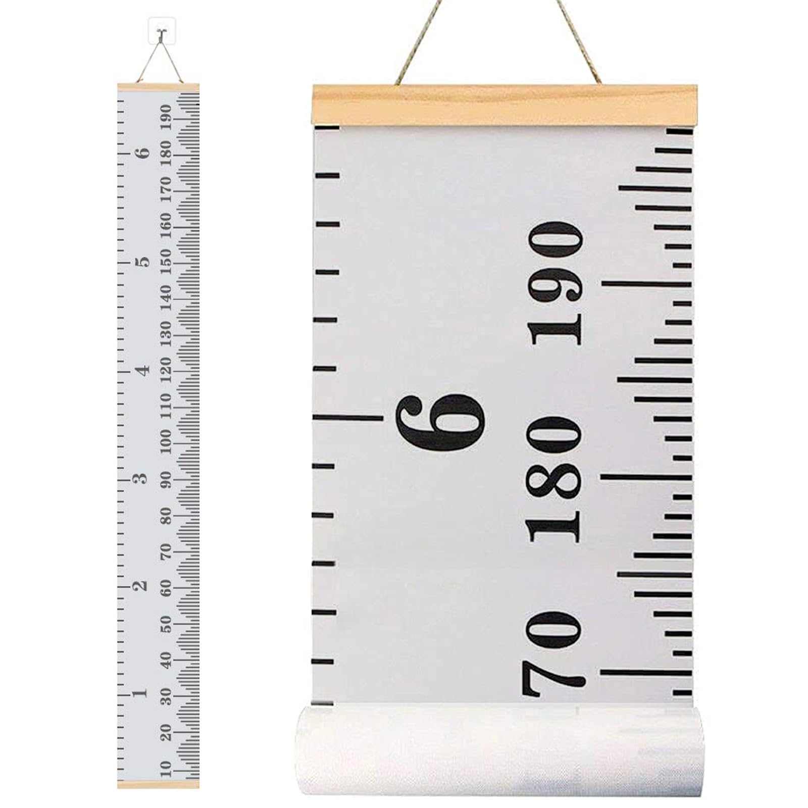 WAIZHIUA Kids Height Growth Chart - 79"x7.9" Removable Canvas Wall Ruler, Height Measurement Tool for Baby, Toddler, Child, Teen, Nursery & Room Decor