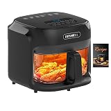 BOSWELL Glass Air Fryer, 7.5QT with Transparent Fry Bowl, Circulating Heating, Temperature Control, Air Fryer Roast, Dishwasher Safe