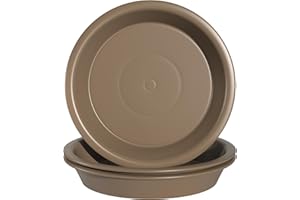 QDBNW Plant Saucer 10 inch of 3 Pack Brown Heavy Duty Plastic Drip Trays for Large Plants Water Catcher Trays for Indoor or Outdoor