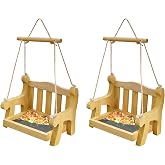 GDYOOSHOW Set of 2 Regency Porch Swing Bird Feeder Cedar Bench Shaped Squirrel Feeder for Outside Draining Metal Mesh Base (Light Yellow 2pcs)
