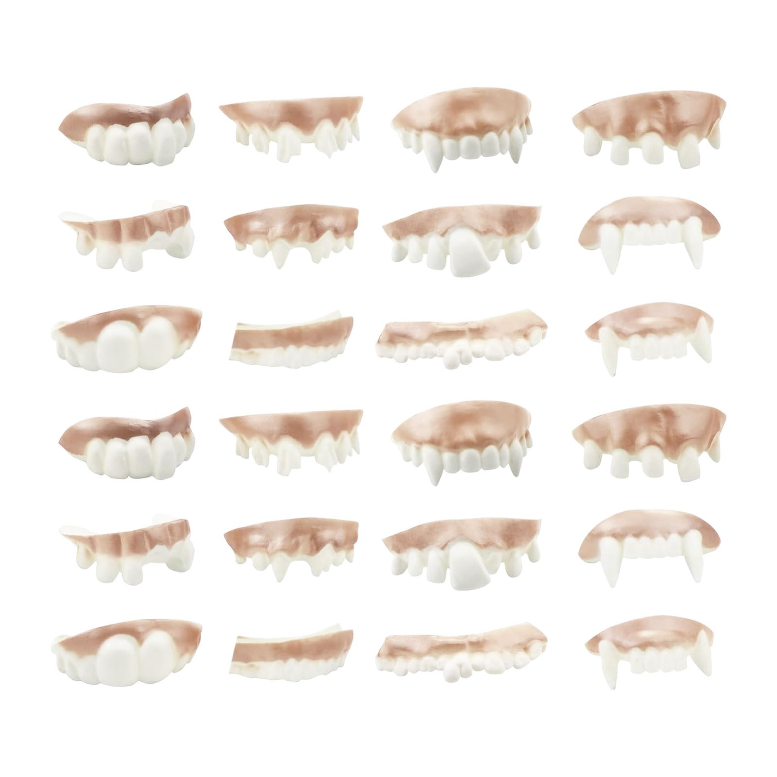 FUIPVGI 24pcs Joke Teeth,Halloween Demon Teeth Funny Billy Bob Teeth, Fake Teeth, Halloween Vampire Denture Teeth for Halloween Costume Party Favors Photos Props. (24pcs)