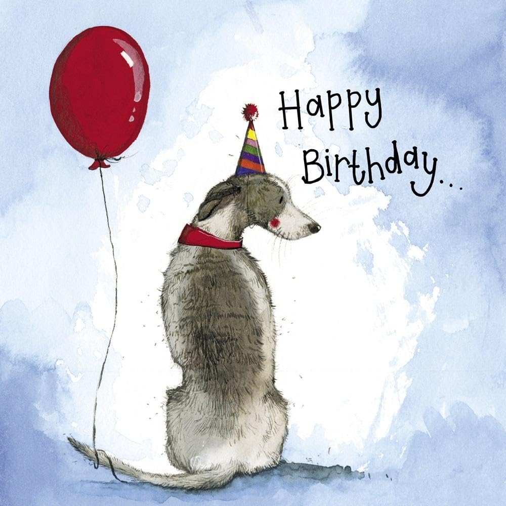 ALEX CLARK Happy Birthday Whippet Dog Card - Canine - Balloon - Card For Dog Lovers - Animal - Greeting Card - Cards To Celebrate - Designed and Printed in the UK…