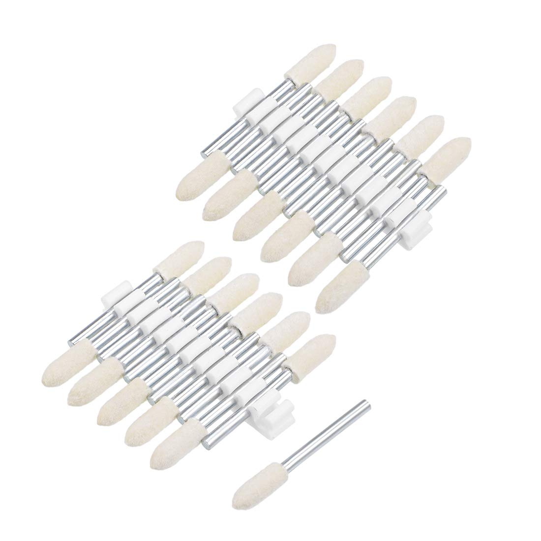 uxcell 5 mm Wool Felt Mounted Points Tapered Polishing Bits Burrs Buffing Wheels with 1/8 Inch Shank 24 Pieces