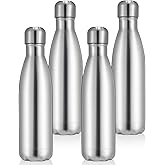 Volhoply 17oz Insulated Water Bottles MultiPack, BPA Free Water Bottle for Kids, Gym, Travel, Sports, Available in Packs of 1, 4, 8, or 12(Silver,4 Pack)