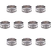 PH PandaHall 100pcs 8mm Flat Round Spacer Beads, Tibetan Style Alloy Antique Silver European Large Hole Spacers Rondelle Metal Beads for Bracelet Necklace Jewelry Making DIY Crafts, Hole: 5mm