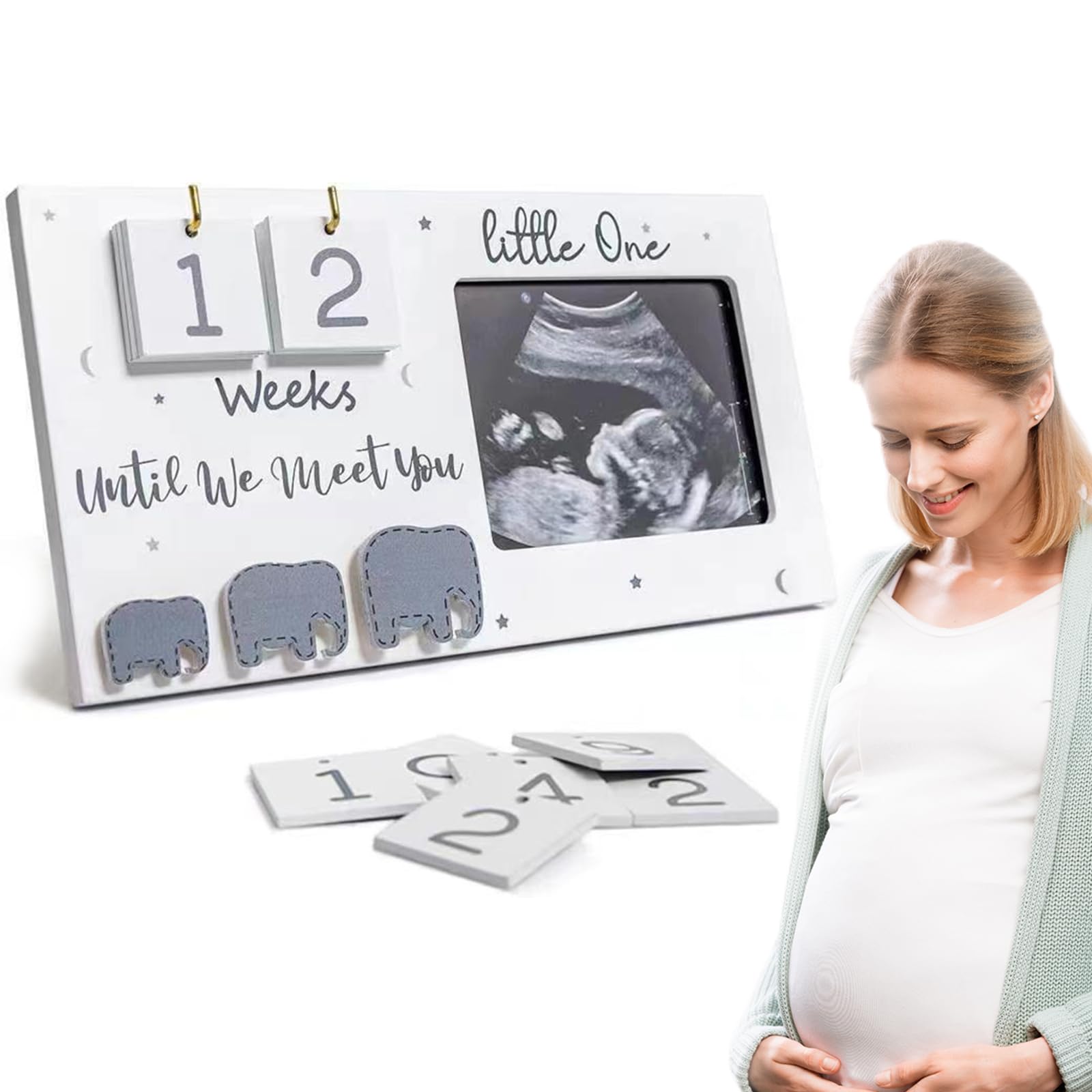 Baby Scan Photo Frames - Pregnancy Countdown, Wooden Ultrasound Picture Frame, Perfect Pregnancy Gift for Expecting Moms, Pregnancy Milestones and Announcements