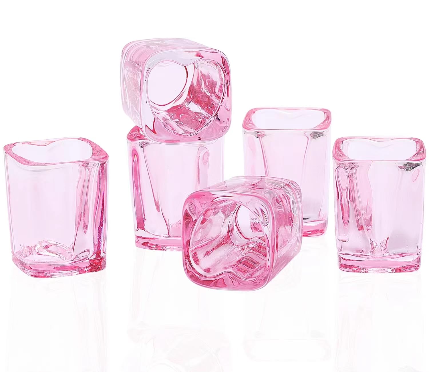 Heart Shot Glasses Set,Pink Shot Glass (6, 2oz)