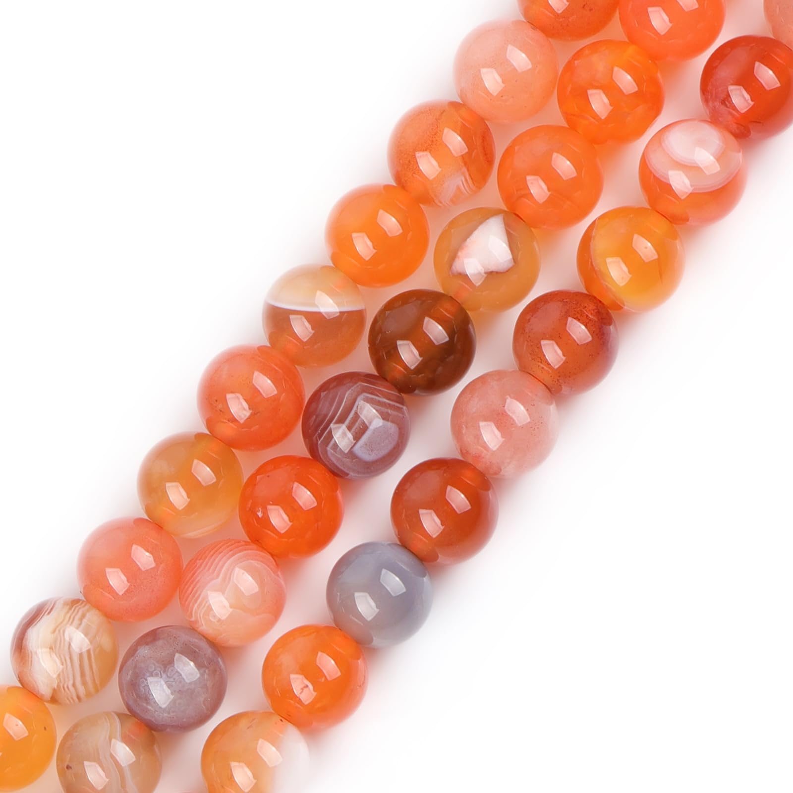GEM-Inside Natural 6mm Orange Botswana Agate Stone Round Gemstone Semi Precious Beads for Jewellery Making 15"