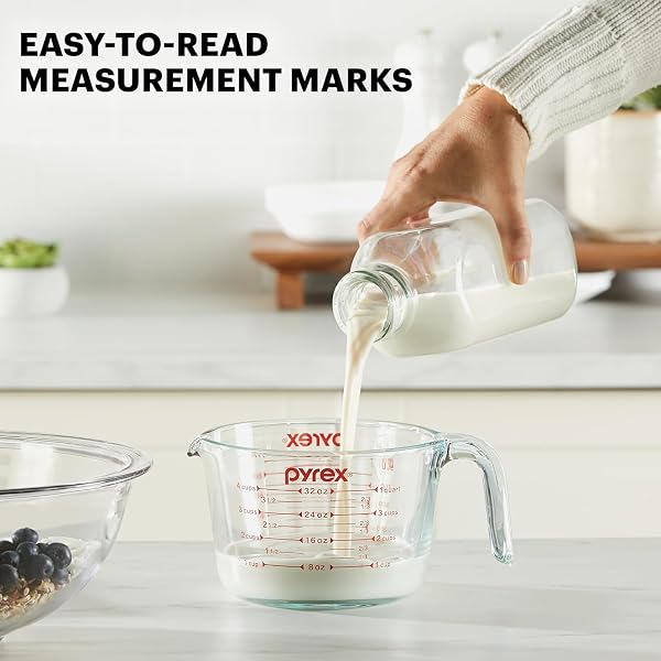 PYREX ESSENTIALS (2-PACK) GLASS MEASURING CUPS SET, (1 & 2 CUP) MEASURING CUPS FOR PREPPING, BAKING AND COOKING, PREHEATED OVEN, DISHWASHER, FREEZER, AND MICROWAVE SAFE