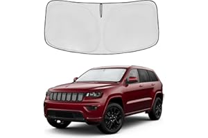 AUYNEAS Windshield Sun Shade for Jeep Grand Cherokee 2014-2025 Accessories 4-Layer 240T Front Window Shade Custom Fit Grand Cherokee Sun Visor Foldable Shade Blocks UV Rays