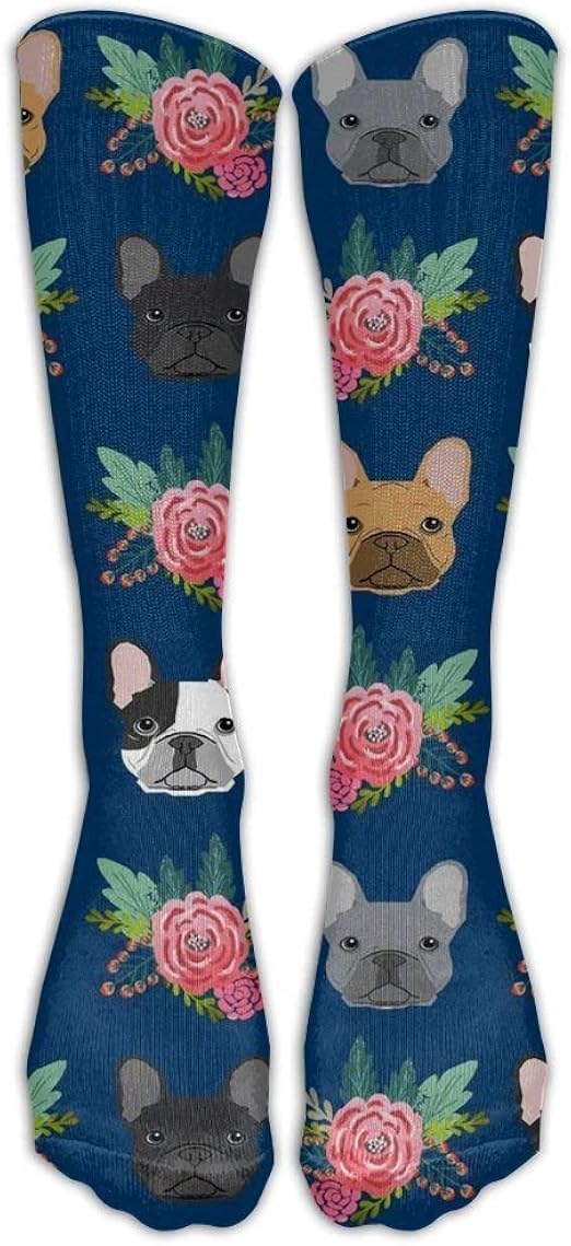 French Bulldog Flowers Training Socks Crew Athletic Socks Long Sport