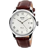 Mens Quartz Watch, Roman Numeral Business Casual Fashion Analog Wrist Watch Classic Calendar Date Window, Waterproof 30M Water Resistant Comfortable PU Leather Watches -Brown