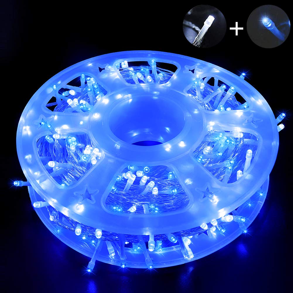 Photo 1 of MYGOTO led String Lights 500LED 165ft Indoor/Outdoor Fairy String Lights 30V 8 Modes Christmas Lights for Home, Christmas Tree, Wedding Party, Room,Wall Decoration, Indoor&Outdoor(Blue+White)
