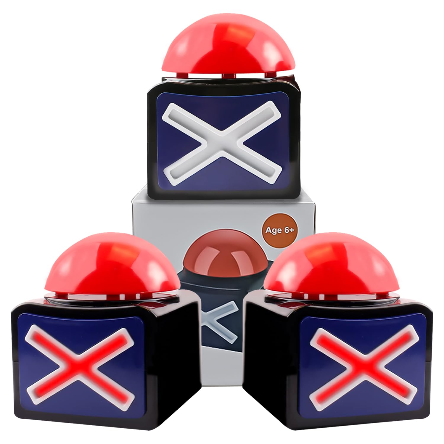 BUYVIKAY Game Answer Buzzer With Lights and Sound - Trivia Quiz Got Talent Buttons With Luminous and Sounding Features (3 Pack)