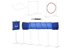 PawHut 5Pcs Dog Agility Training Equipment with 8.7KG Net Weight, Pet Agility Set with Tunnels, Adjustable Jump Ring, Jumper,