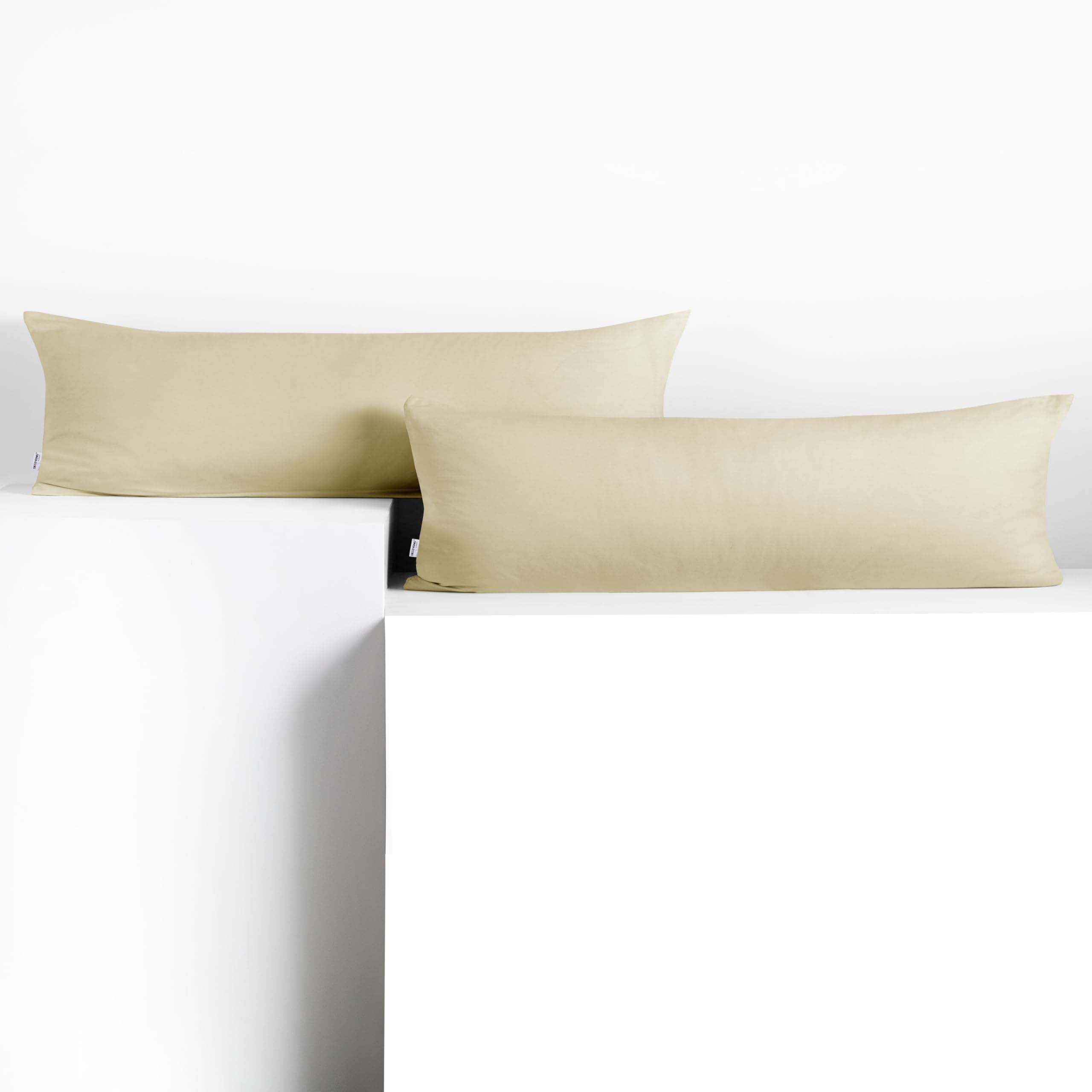 DecoKing 2 Pillowcases 40 x 145 cm Jersey 100% Combed Cotton Zip Beige Amber