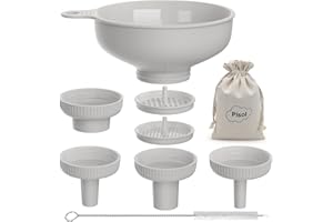 Pisol Wide Mouth Versatile Funnel, Canning Funnels for Kitchen Use, Food Grade Plastic Cooking Funnel Set with 4 Size Spouts 