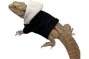 KUNBIUH Lizard Clothes for Bearded Dragons Handmade Cloth Material Hoodies Sweater Coat Reptile Apparel Costume Skin Protection Photo Party for Lizard Bearded Dragon Crested Gecko Chameleon (Black)