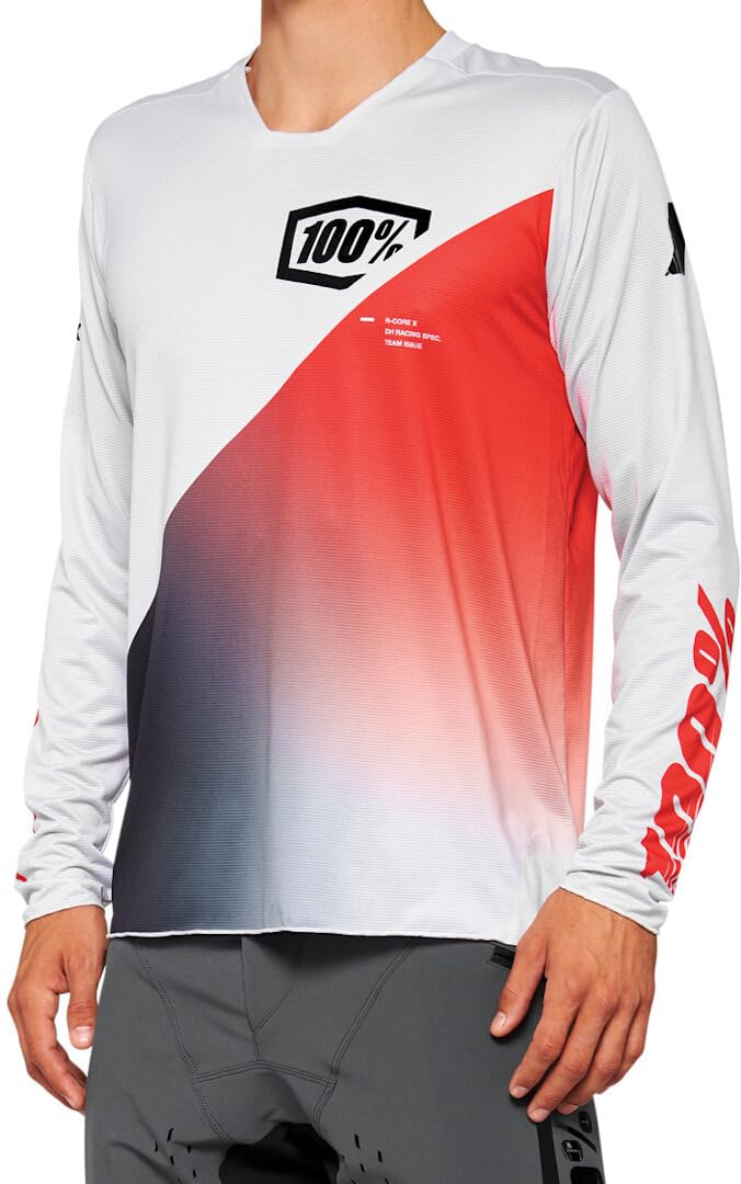 100% R-Core X Long Sleeve Jersey Grey/Racer Red S