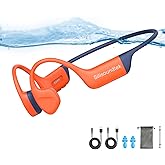 SilisoundTek Bone Conduction Swimming Headphones,Waterproof IP68,Bluetooth 5.4, Built-in 32GB TF Swimming Headphones Underwater Music Player, Open Ear Bluetooth Earbuds (Orange)