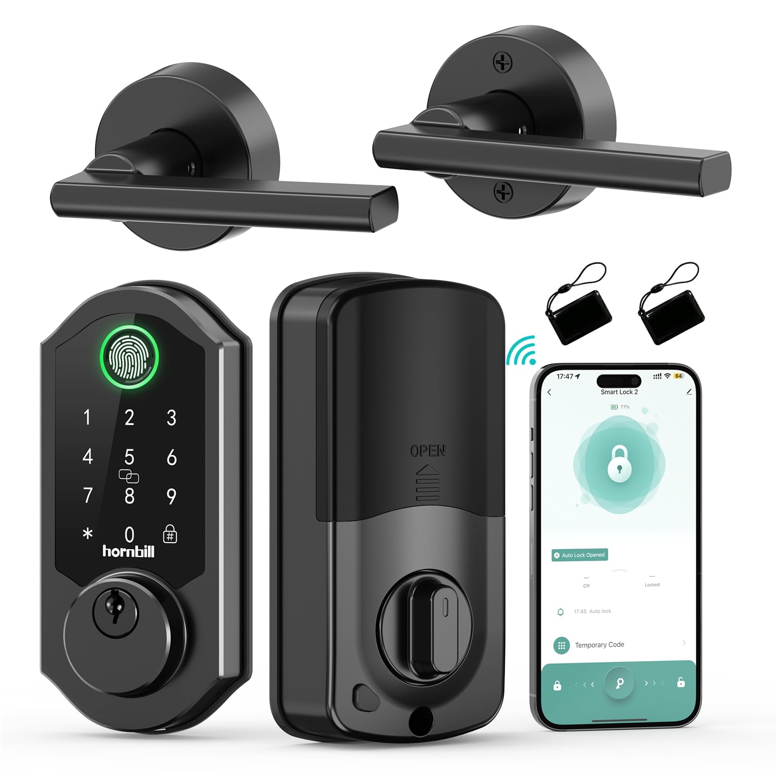 Smart Front Lock Set Fingerprint: Hornbill WiFi