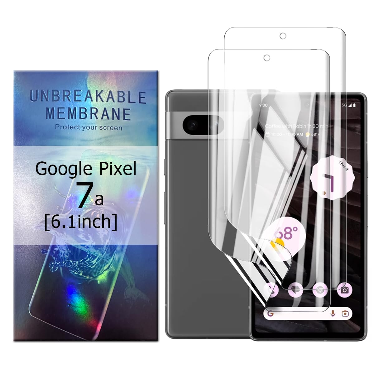 Glcrrpu 2 Pack Screen Protector for Google Pixel 7a[6.1inch] High Sensitive Hydrogel TPU Film HD Clear Flexible,Self-Healing[Not Tempered Glass]