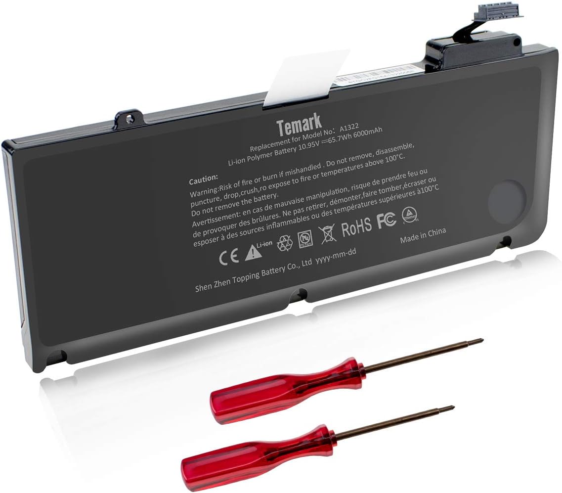 Temark New A1322 Battery for MacBook Pro 13 inch A1278 (Mid 2012 Early 2011 Late 2011 Mid 2010 2009),fit MC374LL/A MC375LL/A 020-6547-A 661-5229 661-5557