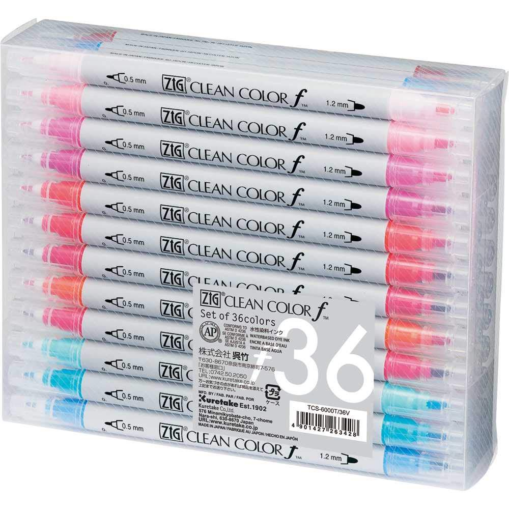 Kuretake Zig Twin Tip Marker Clean Color f, 36 Color Set (TCS-6000T/36V)