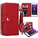 iPhone 8 Plus Case, iPhone 7 Plus Zipper Wallet Case, Pasonomi PU Leather Protective Shell Detachable Folio Flip Holster Carrying Case with Card Holder for Apple iPhone 8 Plus & 7 Plus (Red)