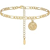 Anklets for Women Dainty Zodiac Constellation Anklet Zodiac Sign Disc Ankle Bracelet 14k Gold-Plated Anklets for Women