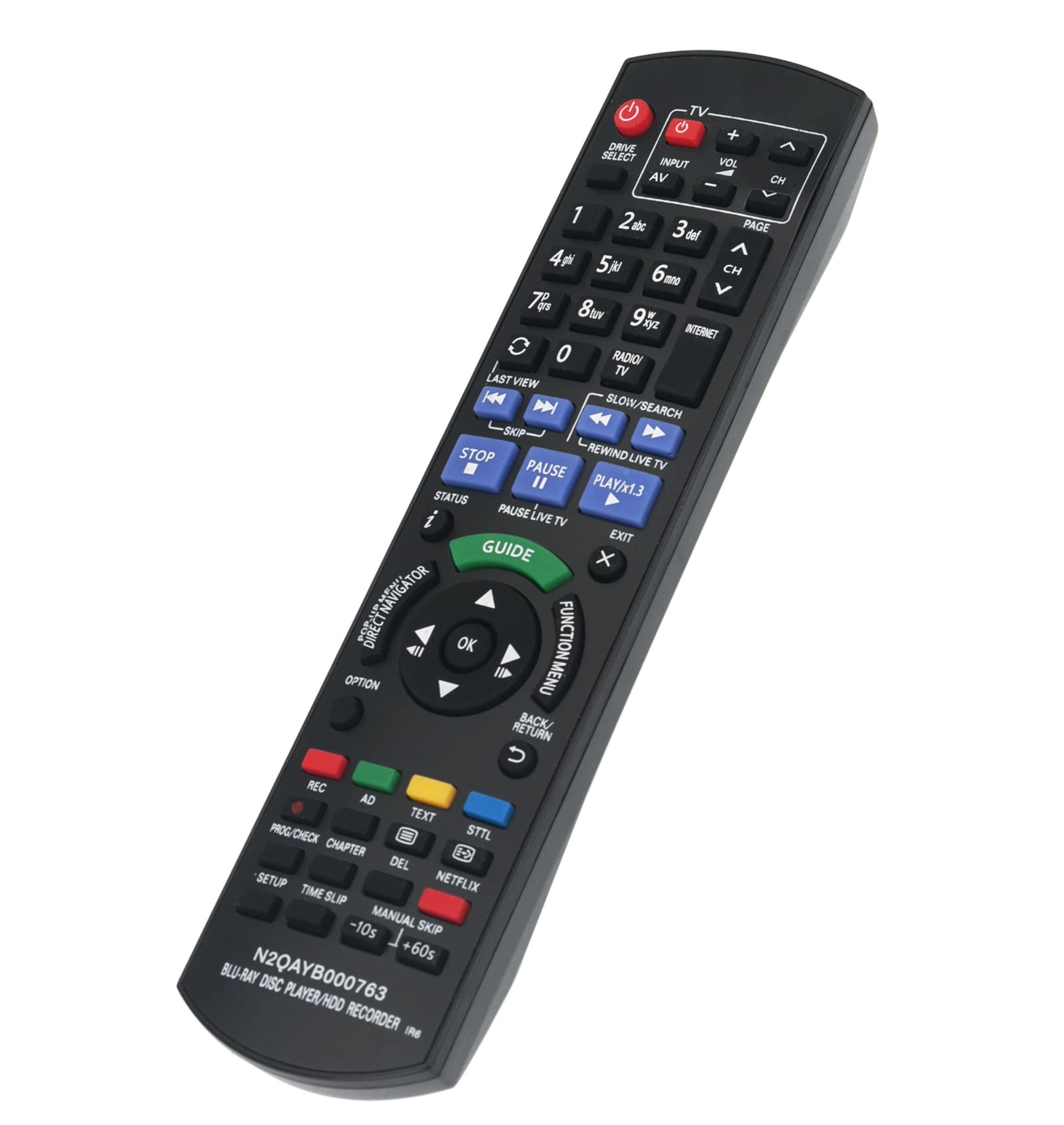 VINABTY Replaced Remote Fit for Panasonic Blu-ray Disc Player HDD Recorder DMR-PWT530 DMR-HWT230 N2QAYB000764 DMR-HWT130 DMR-HW220 N2QAYB000764 DMR-HW120 N2QAYB000780 2in1 N2QAYB000763 N2QAYB000780